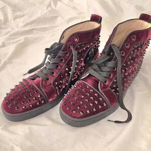 Women’s Christian Louboutin Louis Orlato Spike Velvet High-Top